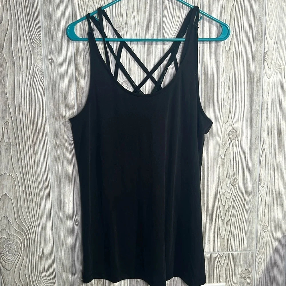 Women Doe & Rae Tank Top Black Size Large 70% Modal